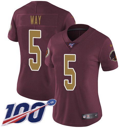 Nike Redskins #5 Tress Way Burgundy Alternate Women's Stitched NFL 100th Season Vapor Untouchable Limited Jersey