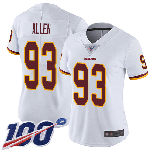 Nike Redskins #93 Jonathan Allen White Women's Stitched NFL 100th Season Vapor Limited Jersey Nike Redskins #93 Jonathan Allen White Women's Stitched NFL 100th Season Vapor Limited Jersey