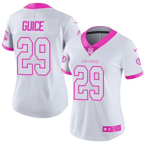 Nike Redskins #29 Derrius Guice White/Pink Women's Stitched NFL Limited Rush Fashion Jersey Nike Redskins #29 Derrius Guice White/Pink Women's Stitched NFL Limited Rush Fashion Jersey