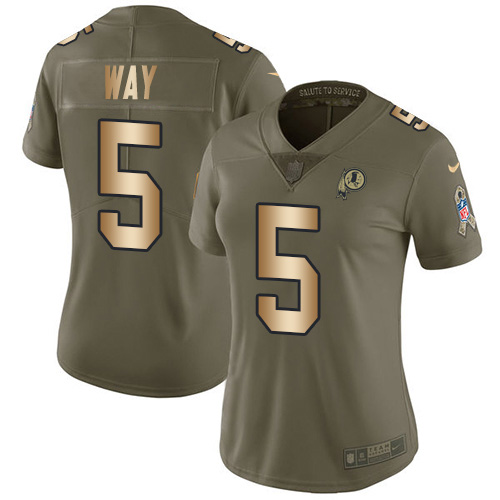 Nike Redskins #5 Tress Way Olive/Gold Women's Stitched NFL Limited 2017 Salute To Service Jersey