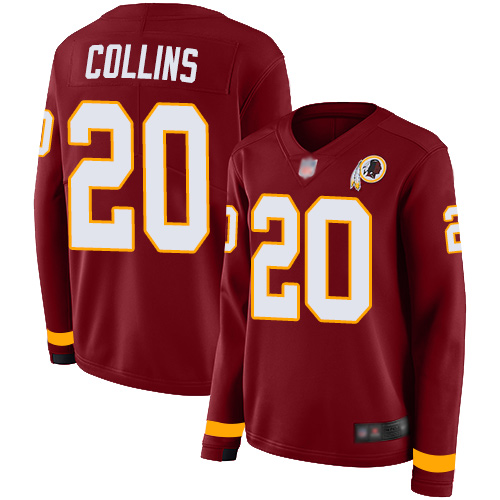Nike Redskins #20 Landon Collins Burgundy Red Team Color Women's Stitched NFL Limited Therma Long Sleeve Jersey