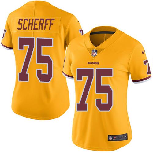 Nike Redskins #75 Brandon Scherff Gold Women's Stitched NFL Limited Rush Jersey Nike Redskins #75 Brandon Scherff Gold Women's Stitched NFL Limited Rush Jersey