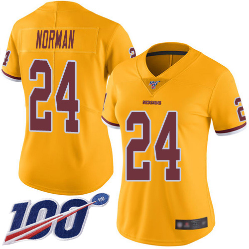 Nike Redskins #24 Josh Norman Gold Women's Stitched NFL Limited Rush 100th Season Jersey Nike Redskins #24 Josh Norman Gold Women's Stitched NFL Limited Rush 100th Season Jersey