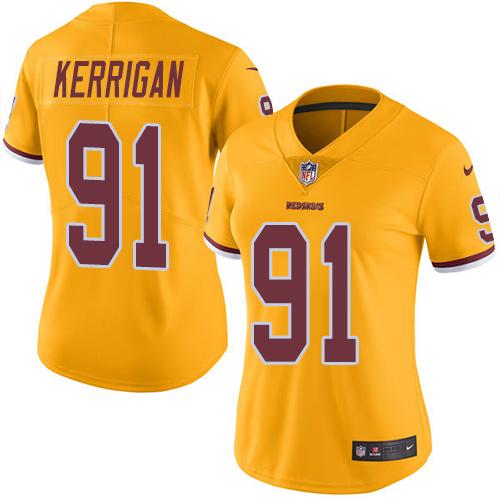 Nike Redskins #91 Ryan Kerrigan Gold Women's Stitched NFL Limited Rush Jersey Nike Redskins #91 Ryan Kerrigan Gold Women's Stitched NFL Limited Rush Jersey
