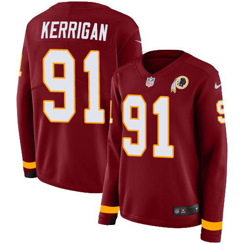 Nike Redskins #91 Ryan Kerrigan Burgundy Red Team Color Women's Stitched NFL Limited Therma Long Sleeve Jersey Nike Redskins #91 Ryan Kerrigan Burgundy Red Team Color Women's Stitched NFL Limited Therma Long Sleeve Jersey
