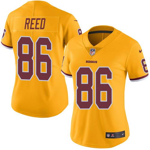 Nike Redskins #86 Jordan Reed Gold Women's Stitched NFL Limited Rush Jersey