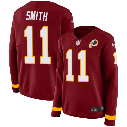 Nike Redskins #11 Alex Smith Burgundy Red Team Color Women's Stitched NFL Limited Therma Long Sleeve Jersey Nike Redskins #11 Alex Smith Burgundy Red Team Color Women's Stitched NFL Limited Therma Long Sleeve Jersey