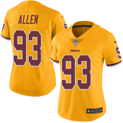 Nike Redskins #93 Jonathan Allen Gold Women's Stitched NFL Limited Rush Jersey Nike Redskins #93 Jonathan Allen Gold Women's Stitched NFL Limited Rush Jersey