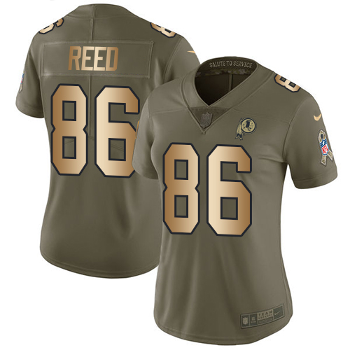 Nike Redskins #86 Jordan Reed Olive/Gold Women's Stitched NFL Limited 2017 Salute to Service Jersey Nike Redskins #86 Jordan Reed Olive/Gold Women's Stitched NFL Limited 2017 Salute to Service Jersey
