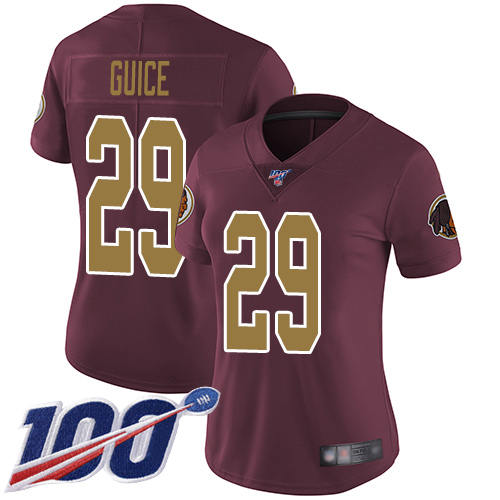 Nike Redskins #29 Derrius Guice Burgundy Red Alternate Women's Stitched NFL 100th Season Vapor Limited Jersey