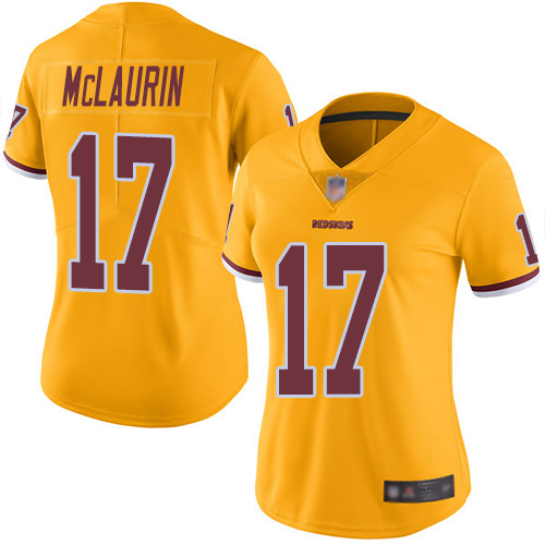 Nike Redskins #17 Terry McLaurin Gold Women's Stitched NFL Limited Rush Jersey Nike Redskins #17 Terry McLaurin Gold Women's Stitched NFL Limited Rush Jersey