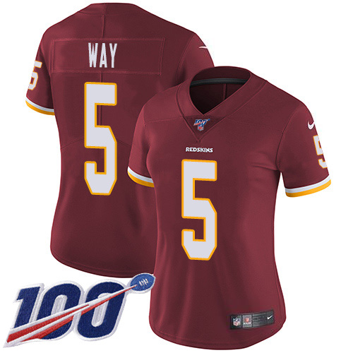 Nike Redskins #5 Tress Way Burgundy Team Color Women's Stitched NFL 100th Season Vapor Untouchable Limited Jersey