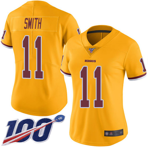 Nike Redskins #11 Alex Smith Gold Women's Stitched NFL Limited Rush 100th Season Jersey