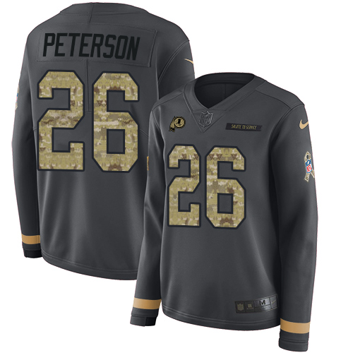 Nike Redskins #26 Adrian Peterson Anthracite Salute to Service Women's Stitched NFL Limited Therma Long Sleeve Jersey Nike Redskins #26 Adrian Peterson Anthracite Salute to Service Women's Stitched NFL Limited Therma Long Sleeve Jersey
