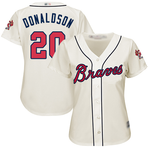 Braves #20 Josh Donaldson Cream Alternate Women's Stitched MLB Jersey