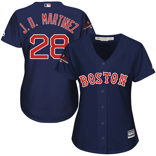 Red Sox #28 J. D. Martinez Navy Blue Alternate 2018 World Series Champions Women's Stitched MLB Jersey Red Sox #28 J. D. Martinez Navy Blue Alternate 2018 World Series Champions Women's Stitched MLB Jersey