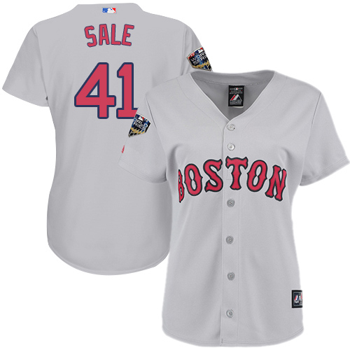 Red Sox #41 Chris Sale Grey Road 2018 World Series Women's Stitched MLB Jersey Red Sox #41 Chris Sale Grey Road 2018 World Series Women's Stitched MLB Jersey