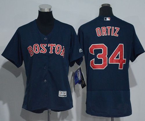 Red Sox #34 David Ortiz Navy Blue Flexbase Authentic Women's Stitched MLB Jersey Red Sox #34 David Ortiz Navy Blue Flexbase Authentic Women's Stitched MLB Jersey