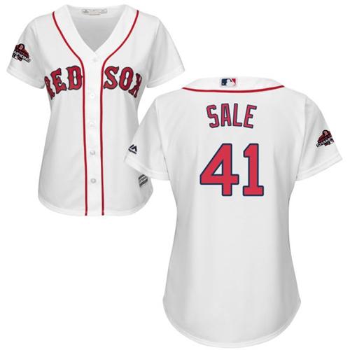 Red Sox #41 Chris Sale White Home 2018 World Series Champions Women's Stitched MLB Jersey Red Sox #41 Chris Sale White Home 2018 World Series Champions Women's Stitched MLB Jersey