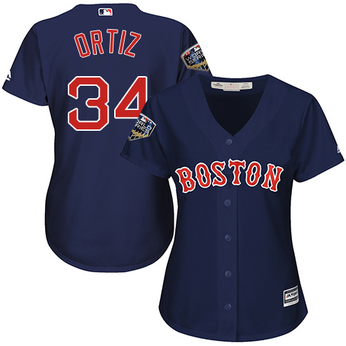 Red Sox #34 David Ortiz Navy Blue Alternate 2018 World Series Women's Stitched MLB Jersey Red Sox #34 David Ortiz Navy Blue Alternate 2018 World Series Women's Stitched MLB Jersey