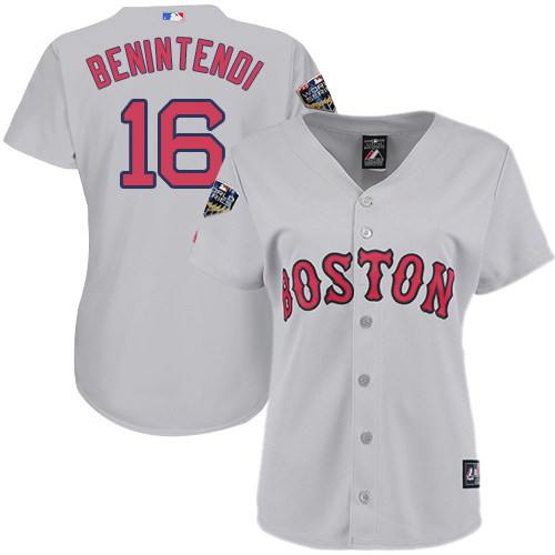 Red Sox #16 Andrew Benintendi Grey Road 2018 World Series Women's Stitched MLB Jersey Red Sox #16 Andrew Benintendi Grey Road 2018 World Series Women's Stitched MLB Jersey