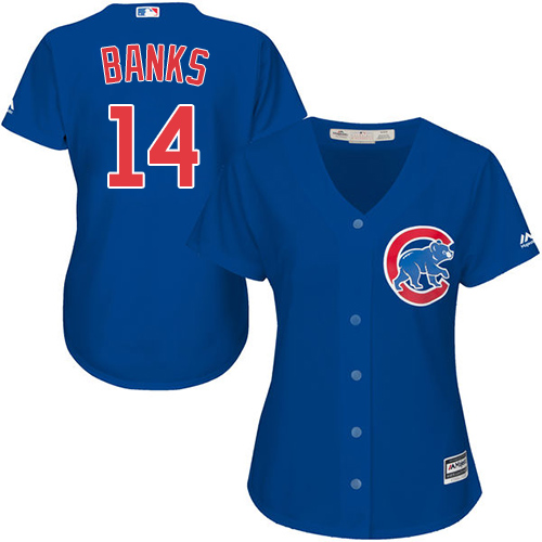 Cubs #14 Ernie Banks Blue Alternate Women's Stitched MLB Jersey