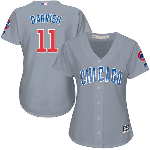 Cubs #11 Yu Darvish Grey Road Women's Stitched MLB Jersey