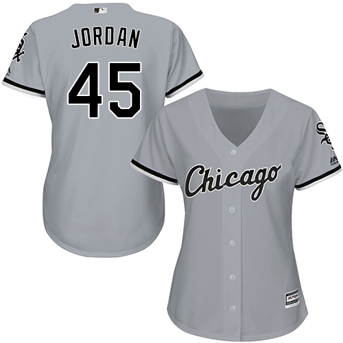 White Sox #45 Michael Jordan Grey Road Women's Stitched MLB Jersey White Sox #45 Michael Jordan Grey Road Women's Stitched MLB Jersey