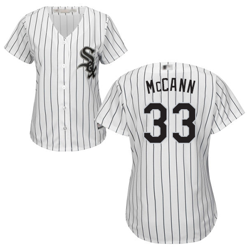 White Sox #33 James McCann White(Black Strip) Home Women's Stitched MLB Jersey White Sox #33 James McCann White(Black Strip) Home Women's Stitched MLB Jersey