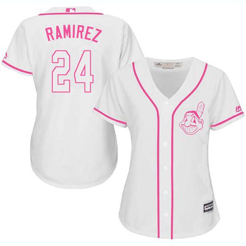 Indians #24 Manny Ramirez White/Pink Fashion Women's Stitched MLB Jersey Indians #24 Manny Ramirez White/Pink Fashion Women's Stitched MLB Jersey