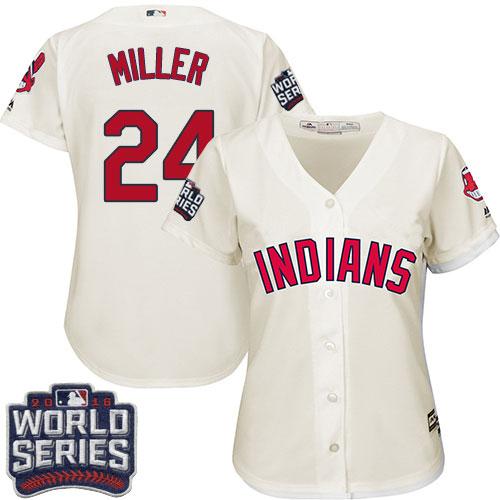 Indians #24 Andrew Miller Cream 2016 World Series Bound Women's Alternate Stitched MLB Jersey Indians #24 Andrew Miller Cream 2016 World Series Bound Women's Alternate Stitched MLB Jersey