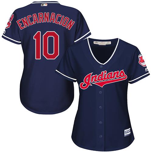 Indians #10 Edwin Encarnacion Navy Blue Alternate Women's Stitched MLB Jersey Indians #10 Edwin Encarnacion Navy Blue Alternate Women's Stitched MLB Jersey