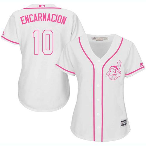 Indians #10 Edwin Encarnacion White/Pink Fashion Women's Stitched MLB Jersey Indians #10 Edwin Encarnacion White/Pink Fashion Women's Stitched MLB Jersey