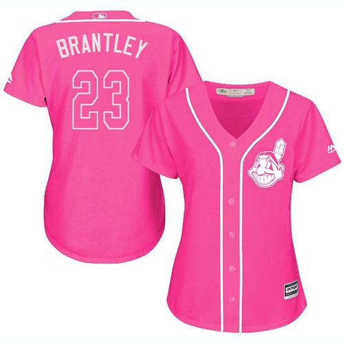 Indians #23 Michael Brantley Pink Fashion Women's Stitched MLB Jersey Indians #23 Michael Brantley Pink Fashion Women's Stitched MLB Jersey