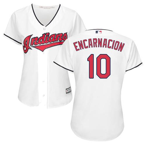Indians #10 Edwin Encarnacion White Home Women's Stitched MLB Jersey Indians #10 Edwin Encarnacion White Home Women's Stitched MLB Jersey