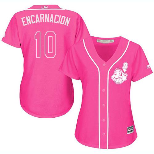 Indians #10 Edwin Encarnacion Pink Fashion Women's Stitched MLB Jersey Indians #10 Edwin Encarnacion Pink Fashion Women's Stitched MLB Jersey