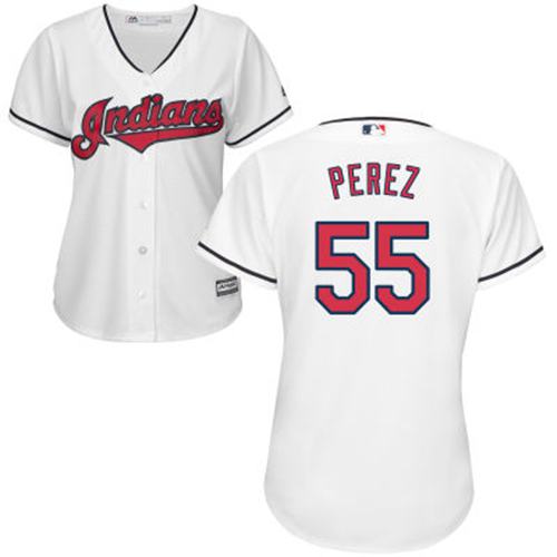 Indians #55 Roberto Perez White Women's Home Stitched MLB Jersey Indians #55 Roberto Perez White Women's Home Stitched MLB Jersey