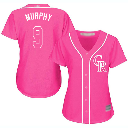 Rockies #9 Daniel Murphy Pink Fashion Women's Stitched MLB Jersey
