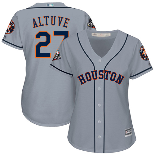 Astros #27 Jose Altuve Grey Road 2019 World Series Bound Women's Stitched MLB Jersey Astros #27 Jose Altuve Grey Road 2019 World Series Bound Women's Stitched MLB Jersey