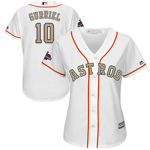 Astros #10 Yuli Gurriel White 2018 Gold Program Cool Base Women's Stitched MLB Jersey Astros #10 Yuli Gurriel White 2018 Gold Program Cool Base Women's Stitched MLB Jersey