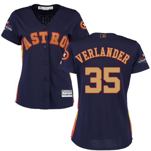 Astros #35 Justin Verlander Navy Blue 2018 Gold Program Cool Base Women's Stitched MLB Jersey Astros #35 Justin Verlander Navy Blue 2018 Gold Program Cool Base Women's Stitched MLB Jersey