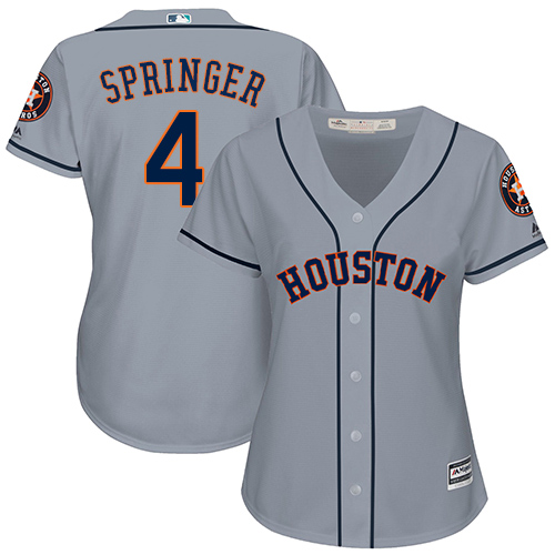 Astros #4 George Springer Grey Road Women's Stitched MLB Jersey Astros #4 George Springer Grey Road Women's Stitched MLB Jersey