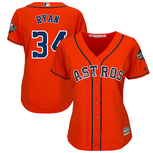 Astros #34 Nolan Ryan Orange Alternate 2019 World Series Bound Women's Stitched MLB Jersey Astros #34 Nolan Ryan Orange Alternate 2019 World Series Bound Women's Stitched MLB Jersey