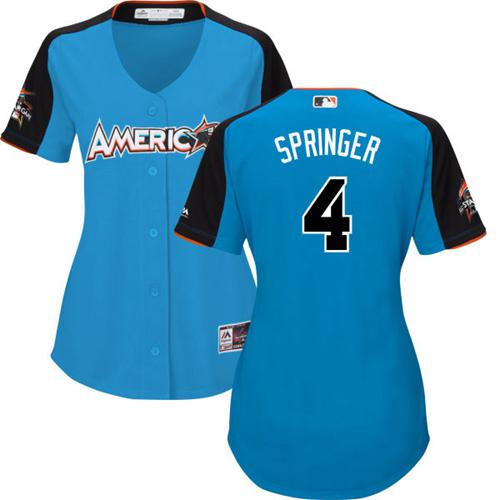 Astros #4 George Springer Blue 2017 All-Star American League Women's Stitched MLB Jersey Astros #4 George Springer Blue 2017 All-Star American League Women's Stitched MLB Jersey