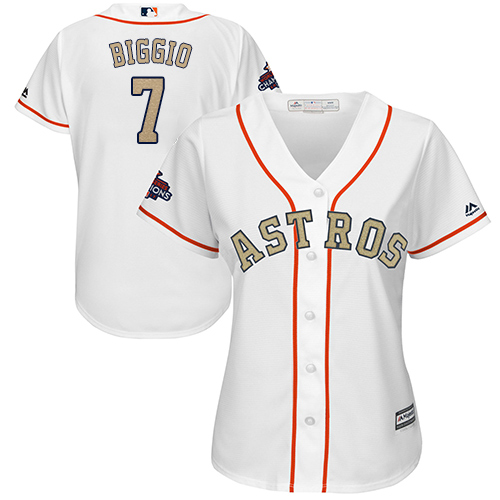 Astros #7 Craig Biggio White 2018 Gold Program Cool Base Women's Stitched MLB Jersey Astros #7 Craig Biggio White 2018 Gold Program Cool Base Women's Stitched MLB Jersey