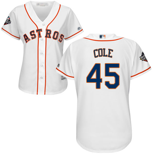Astros #45 Gerrit Cole White Home 2019 World Series Bound Women's Stitched MLB Jersey Astros #45 Gerrit Cole White Home 2019 World Series Bound Women's Stitched MLB Jersey