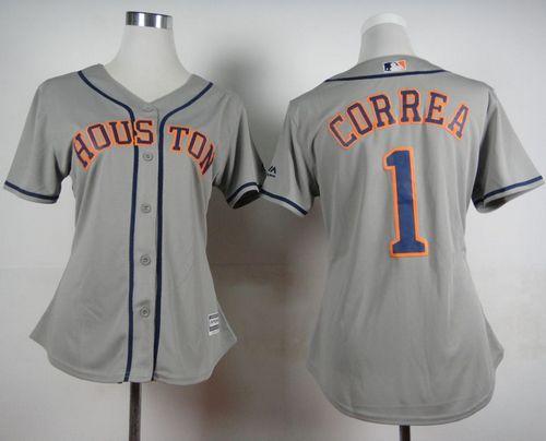 Astros #1 Carlos Correa Grey Road Women's Stitched MLB Jersey Astros #1 Carlos Correa Grey Road Women's Stitched MLB Jersey