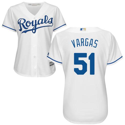 Royals #51 Jason Vargas White Home Women's Stitched MLB Jersey Royals #51 Jason Vargas White Home Women's Stitched MLB Jersey