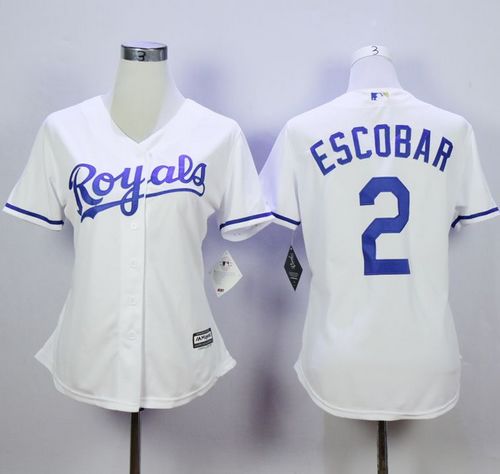 Royals #2 Alcides Escobar White Home Women's Stitched MLB Jersey Royals #2 Alcides Escobar White Home Women's Stitched MLB Jersey