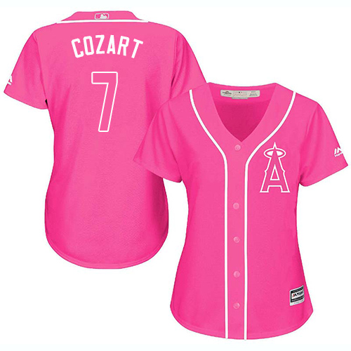 Angels #7 Zack Cozart Pink Fashion Women's Stitched MLB Jersey Angels #7 Zack Cozart Pink Fashion Women's Stitched MLB Jersey